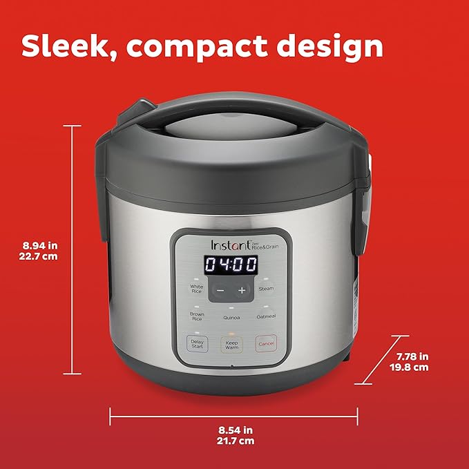Instant Pot Zest 8 Cup One Touch Rice Cooker From the Makers of Instant Pot Steamer Cooks Rice Grains Quinoa and Oatmeal 8-cup cooked/4-cup uncooked No Pressure Cooking Functionality