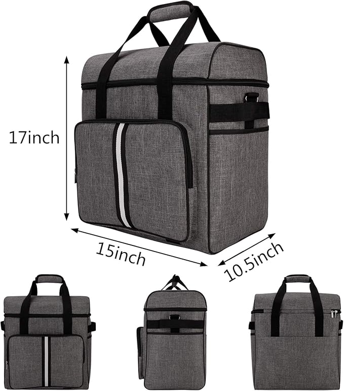 BAGLHER Heavy Duty Kitchen Mixer Cover for 6-8 Quart Stand Mixers 2-in-1 Shoulder &amp Hand Carrying Case with Accessory Pockets (15”x10.5”x17” Grey)