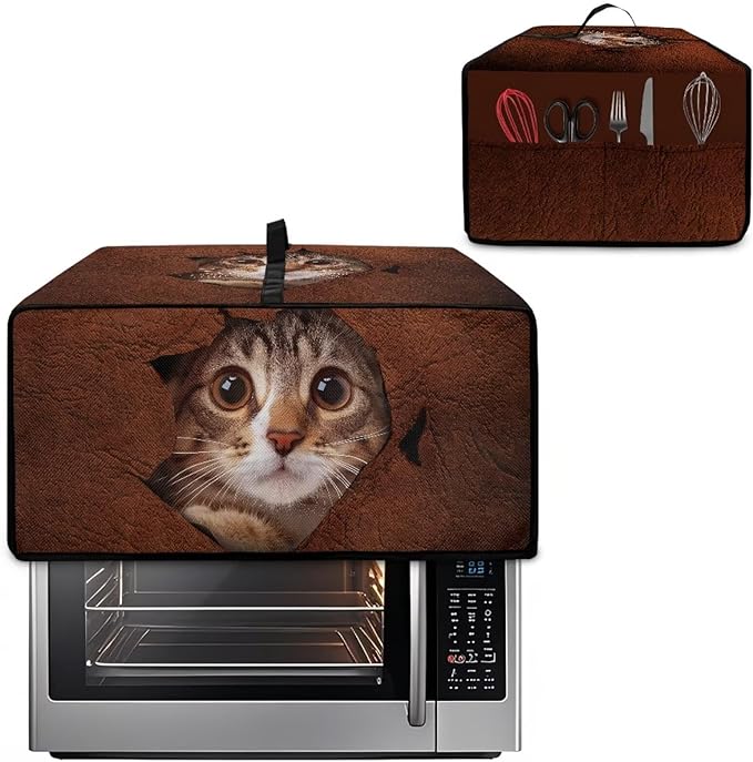Doojoayie Cat Toaster Cover 6 Slice Universal Fit Small Appliance Covers with Top Handle Design Kitchen Decoration Gift for Mother Wife or Anyone Who Loves to Cook