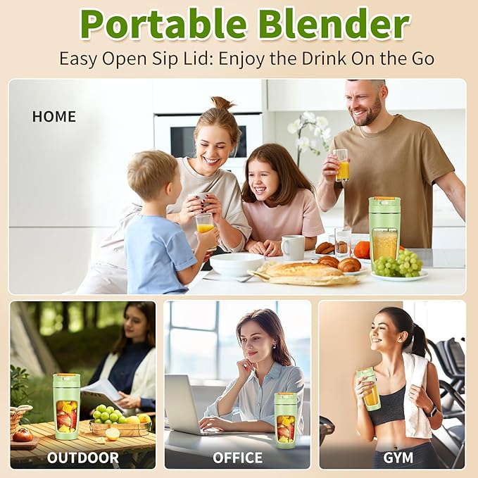 20 oz (600ml) USB Portable Blender Cup - High-Speed Rechargeable for Shakes Smoothies &amp Juices Travel-Size with Multi-Blade (Dark Blue)