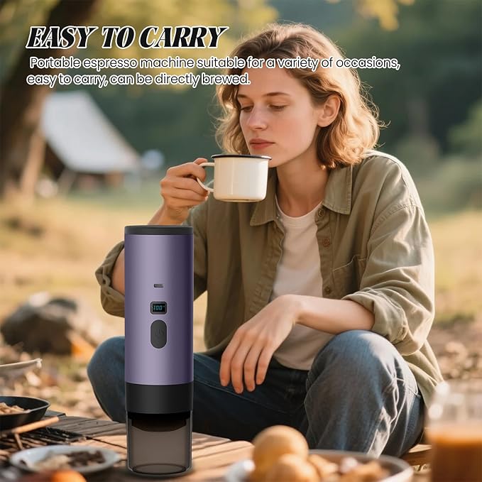 Portable Coffee Maker Espresso Machine Travel Espresso Maker USB-C ChargingHeating Pump Press Coffee Maker Electric Capsule Coffee Machine for RVCar Hiking Camping Office