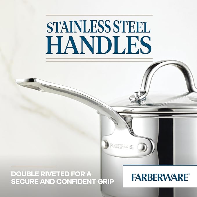Farberware Millennium Stainless Steel Nonstick Cookware Set 10-Piece Pot and Pan Set Stainless Steel