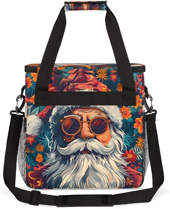 Cute Santa Claus Coffee Maker Carrying Bag Bright Santa Claus Travel Storage Bag Compatible with K-Mini or K-Mini Plus Single Serve Coffee Brewer Carrying Case with Multiple Pockets &amp Shoulder S
