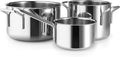 Eva Trio Stainless Steel Pot Set 3 Pieces 1.1 L 2.2 L 3.6 L Complete Pot Set that Covers Every Need for Daily Cooking Polished Steel