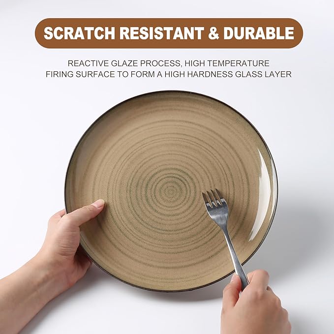 Ceramic Dinnerware 12 Pieces Dinnerware Sets Cereal Bowls Reactive Change Glaze Dish Sets Modern Stoneware Dishe