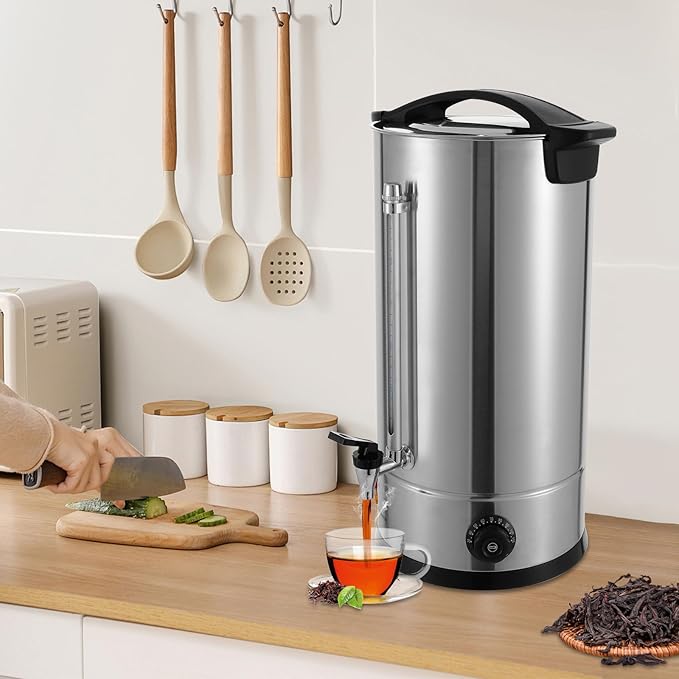 Coffee Urn 160 Cup Coffee Percolator Commercial Coffee Maker 25L Stainless Steel Coffee Maker Hot Water Beverage Dispenser Electric Coffee Urn For Catering Wedding Party (25L)