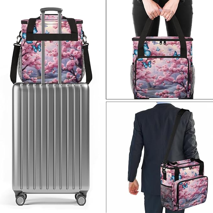 Dreamy Butterfly Coffee Maker Carrying Bag Modern Butterfly Travel Storage Bag Compatible with K-Mini or K-Mini Plus Single Serve Coffee Brewer Carrying Case with Multiple Pockets &amp Shoulder Str
