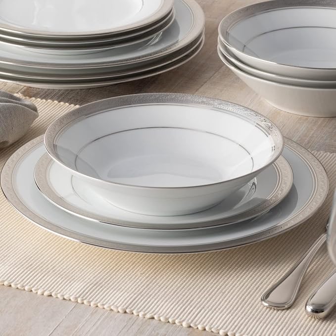 Noritake Crestwood Platinum 12-Piece Dinneware Set Service for 4