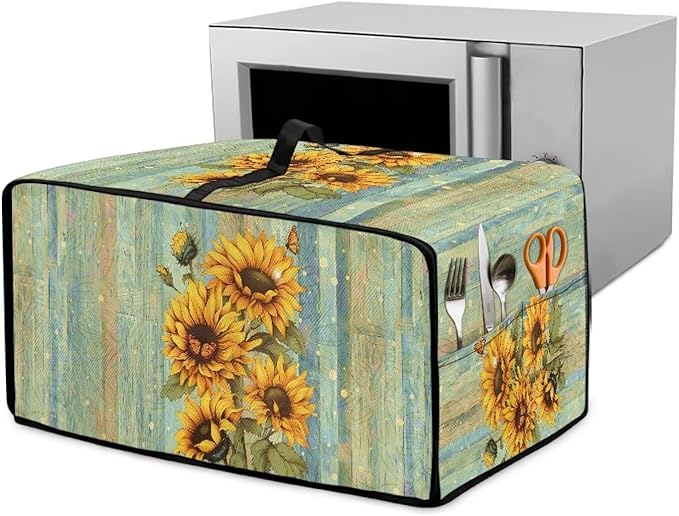 Doojoayie Sunflower Appliance Covers 6 Slice Toaster Cover Universal Fit Kitchen Small Appliance Dust Protector Compatible with Toaster Oven/Bread Machine/Air Fryer