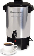 West Bend Coffee Urn Highly-Polished Aluminum Features Automatic Temperature Control with Cup Per Minute Brewing and Easy Clean Up Includes In-Basket Measuring Guide and Ready Light 30-Cup Silver