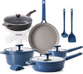 SENSARTE 15 Piece Nonstick Cookware Set includes 5 Qt Ceramic Nonstick Frying Pan Skillet with Lid
