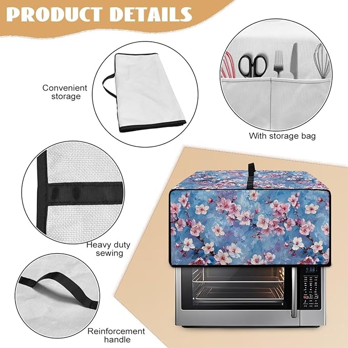 Doojoayie Cherry Blossom Kitchen Toaster Dust Cover Compatible with 8 Slice Toaster Dust Protection Cover Rooster Print Kitchen Decoration Small Appliance Protector
