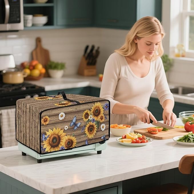 Doojoayie Butterfly &amp Sunflower Toaster Cover 4 Slice Toaster Oven Covers Small Appliance Protector Universal Fit Kitchen Appliance Covers for Bread Machine Air Fryer