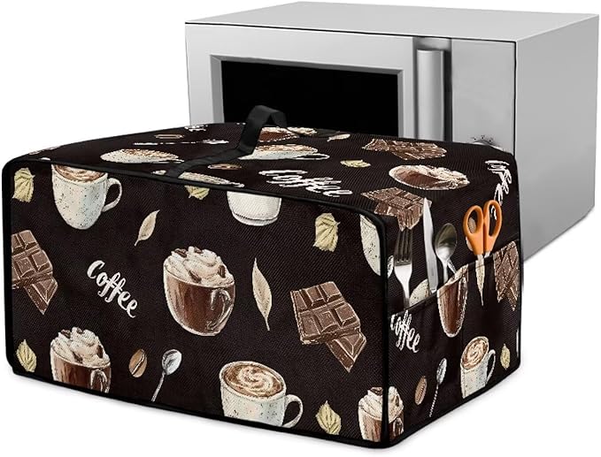 Coffee Spoon Dustproof Toaster Oven Cover Waterproof Air Fryer Compatible for Air Fryer/French Door 360 Air Fryer Toaster Oven Combo With Organizing Side Pockets