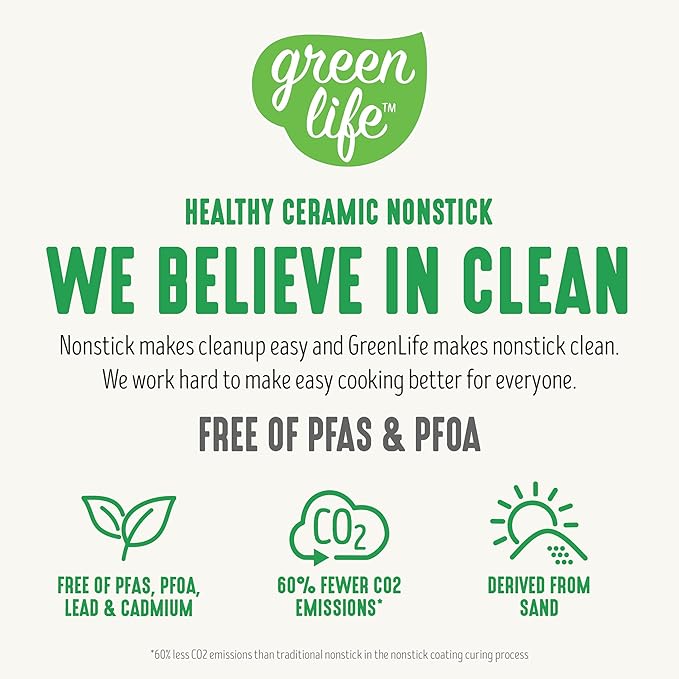 GreenLife 10 Piece Nonstick Pots &amp Pans Set Detachable Handle &amp Stackable Cookware Set Non Toxic PFAS-Free Skillets Induction Kitchen Pans Space Saving Serving Bowls Oven Safe Speckled