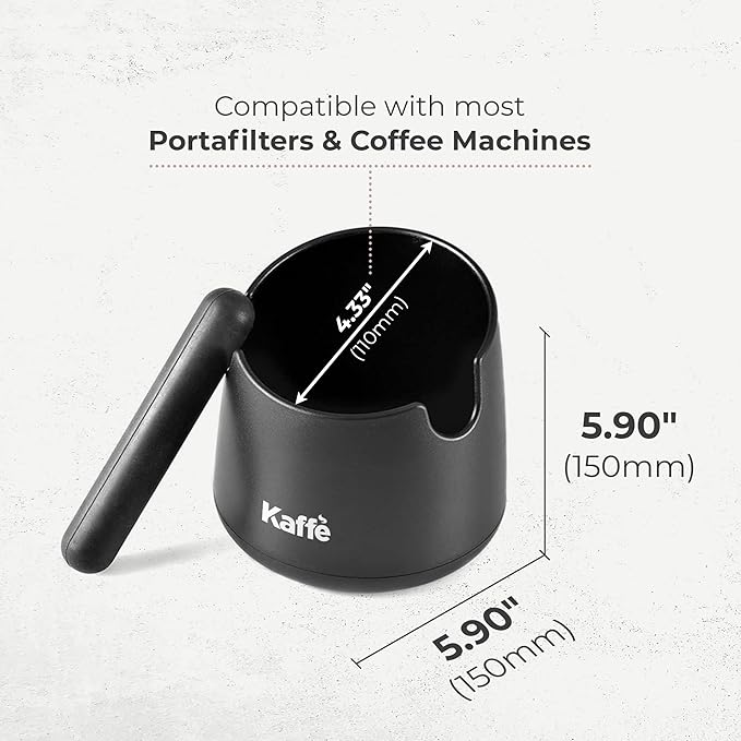Kaffe Knock Box Espresso (6x4) - Shock Absorbent Knock Box w/Non Slip Base &amp Removable Rubber Knock Bar - Coffee Knock Box &amp Coffee Grounds Container Disposal - Espresso Machine Accessories