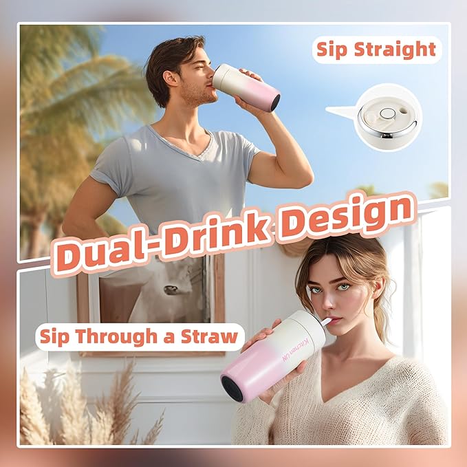 Portable Stainless Steel Blender Cup with 6H Insulated 16oz Design USB-C Rechargeable Personal Fruit Mixer Crushes Small Ice Cubes for Fresh Drinks Travel/Office/Gym – Pink