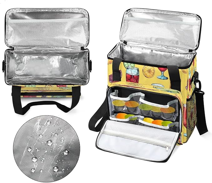 Fruits Drinks Print Coffee Maker Carrying Bag Compatible with K-Mini or K-Mini Plus Portable Single Cup Coffee Maker Case with Pockets for K Cup Pods