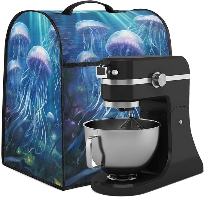 cfpolar Kitchen Aid Mixer Cover Compatible with 6-8 Quarts Blue Jellyfish Ocean Stand Mixer Cover Kitchen Aid Mixers Accessories Appliance Organizer Bag Dust Covers with Zipper Pocket