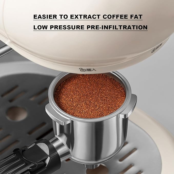 Home Retro Coffee Machine Semi Automatic Espresso Machine with Steam Frother 5bar Water Tank 240ml 15s High Pressure Extract
