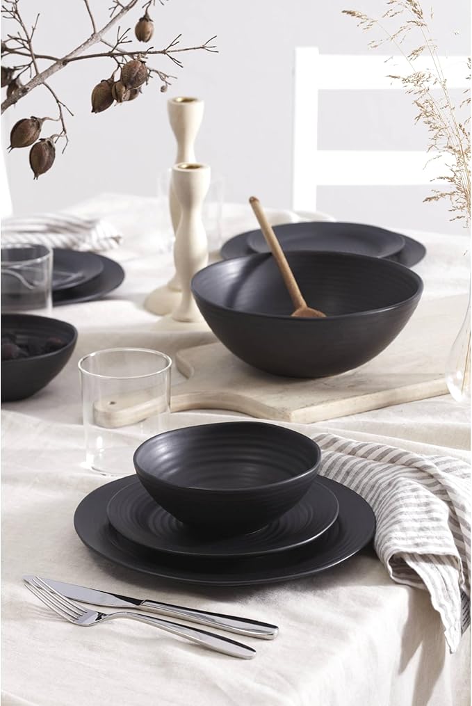 Oneida Black Ridge Piece Dinnerware Set 12 Count Dorm Room Essentials First Apartment