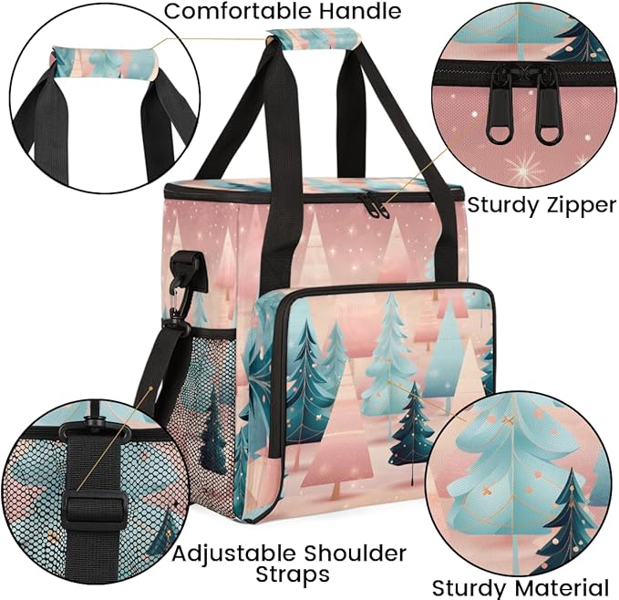 Christmas Tree Coffee Maker Carrying Bag Retro Tree Travel Storage Bag Compatible with K-Mini or K-Mini Plus Single Serve Coffee Brewer Carrying Case with Multiple Pockets &amp Shoulder Strap