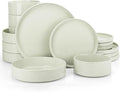Vesteel 16 Pieces Dinnerware Sets Premium Stoneware Dishes Set for 4 Speckled Plates and Bowls Set for Home Restaurant Microwave and Dishwasher Safe - Off-white