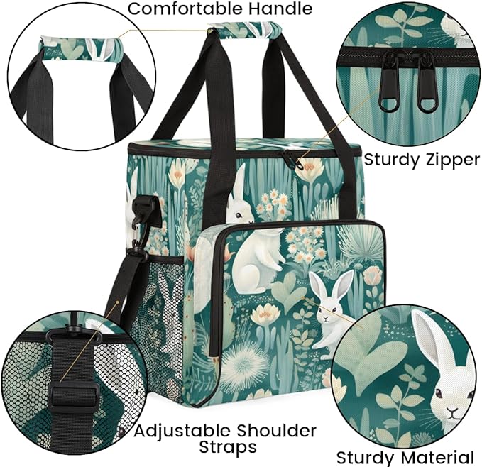 Easter Coffee Maker Carrying Bag Easter Rabbit Portable Travel Storage Tote Bag Compatible with K-Mini or K-Mini Plus Single Serve Coffee Brewer Carrying Case with Multiple Pockets &amp Shoulder St