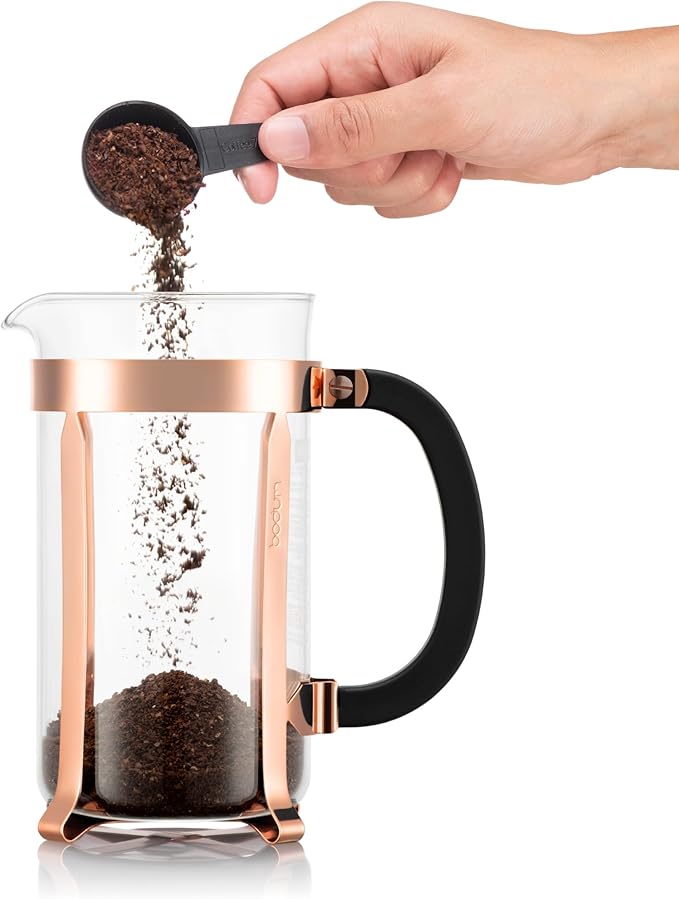 Bodum 34oz Chambord French Press Coffee Maker High-Heat Borosilicate Glass Stainless Steel Copper – Made in Portugal