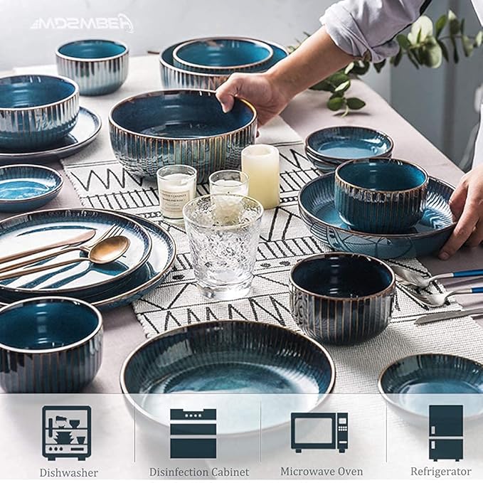 Dinnerware Sets - Luxury Gift Dishes Service Set Dinnerware Sets Stoneware Ceramic Dishes Porcelain Plates and Bowls Sets for 6 8 10 Luxury Bone China Dishware Sets- Dinner Sets(12Pcs)
