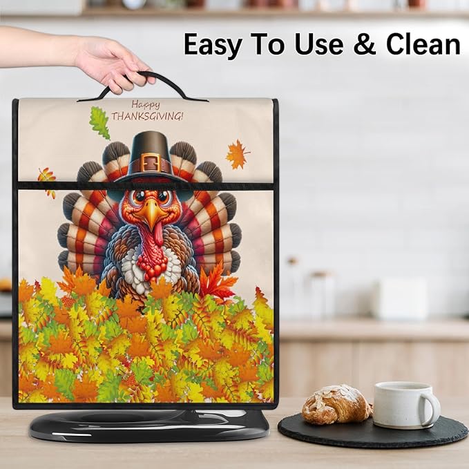 cfpolar Kitchen Aid Mixer Cover Compatible with 6-8 Quarts Thanksgiving Turkey Maple Leaves Stand Mixer Cover Kitchen Aid Mixers Accessories Appliance Organizer Bag Dust Covers with Zipper Pocket