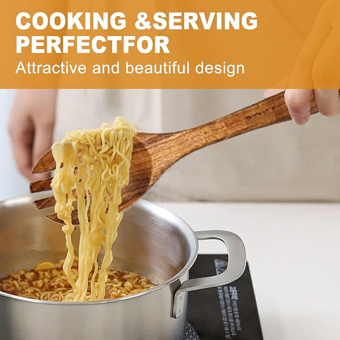 Wooden Kitchen Utensil Set 9-Piece Cooking Tools with Holder and Spoon Rest Wooden Spoons for Cooking