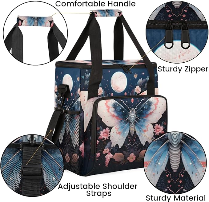 Gothic Butterfly Coffee Maker Carrying Bag Mystic Butterfly Travel Storage Bag Compatible with K-Mini or K-Mini Plus Single Serve Coffee Brewer Carrying Case with Multiple Pockets &amp Shoulder Str