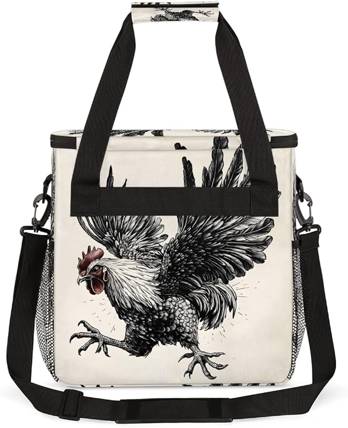 Funny Cock Coffee Maker Carring Bag Travel Carrying Storage Tote Bag Compatible with Keurig K-Mini or K-Mini Plus Portable Single Serve Coffee Brewer Case with Pockets for K-cup Pods