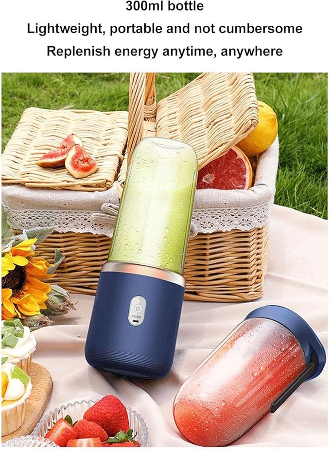 Portable Blender Cup USB Rechargeable Juicer Blender with Bottle and Lid 6 Blades Blender for Shakes Smoothies Salad Milkshake