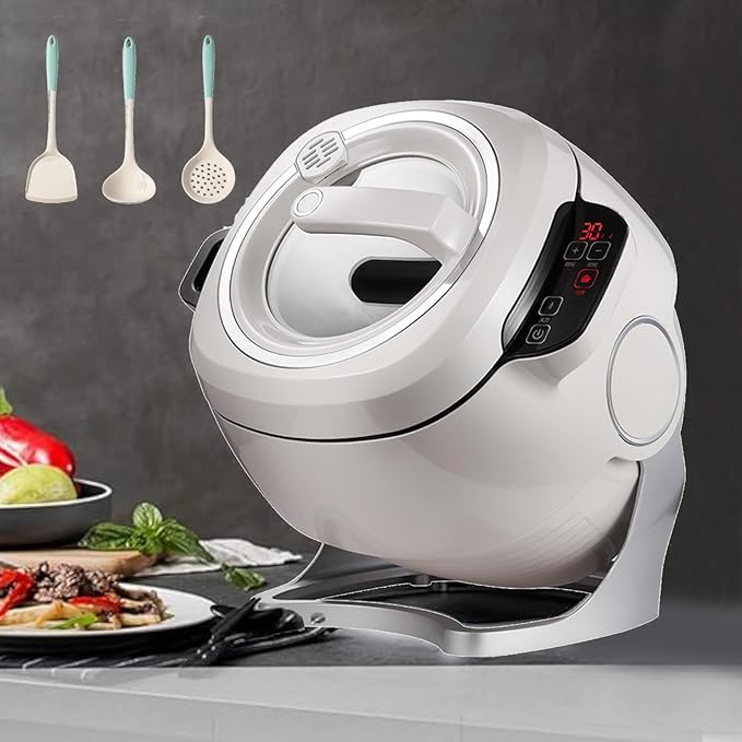 Automatic Cooking Pot Fried Rice Machine 360° Automatic Rotating DrumDrum Cooking Machine Non-stick Coating - Cooking Frying Stewing Steaming in One - Equipped with 3 Cooking Utensils