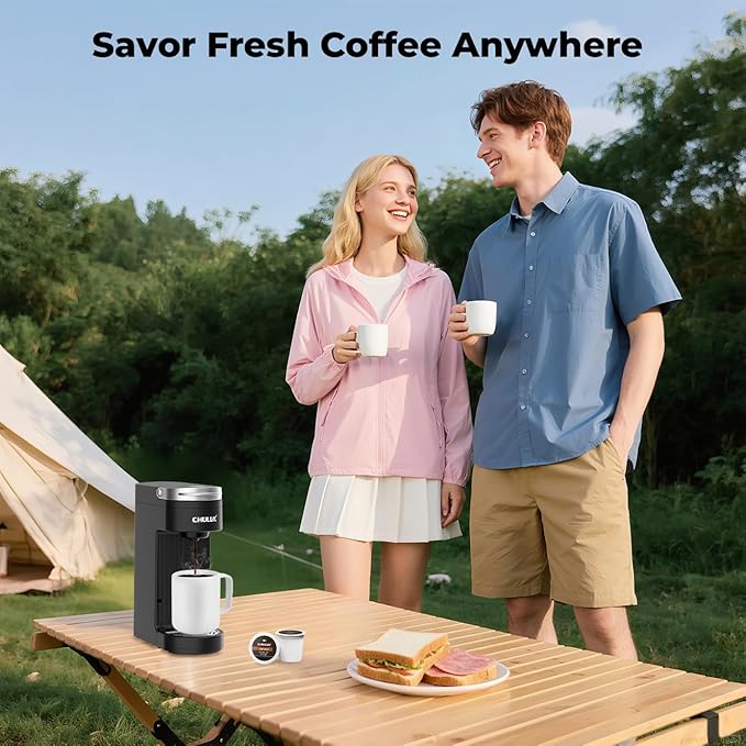 CHULUX Slim Single Serve Coffee Maker for K Pods One Cup Coffee Maker Fits 7.3 Travel Mugs Coffee Machine with 6 to 12oz Brew Sizes