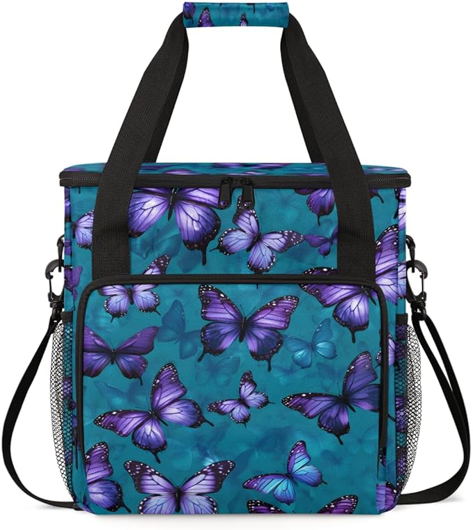 Watercolor Butterfly Coffee Maker Carrying Bag Mystic Butterfly Travel Storage Bag Compatible with K-Mini or K-Mini Plus Single Serve Coffee Brewer Carrying Case with Pockets &amp Shoulder Strap