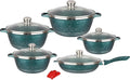 10-Piece Granite-Marble Coated Nonstick Cookware Set with Glass Lids - Ultimate Aluminum Alloy Pots and Pans Collection for Home and Kitchen Including Saucepans Frying Pan and STO(Color:Green)