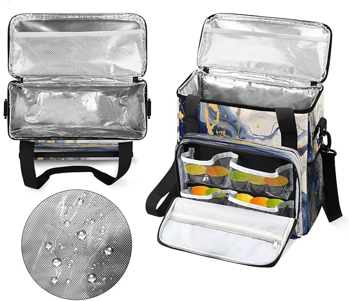 Navy Blue Marble Coffee Maker Carrying Bag for Keurig K-Mini or K-Mini Plus Storage Portable Coffee Maker Travel Bag