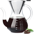 Unbreakable - Pour Over Coffee Maker with Double Stainless Filter 27 fl oz Thickened Heat-Resistant Borosilicate Glass Pour Over Coffee Dripper Stovetop Safe
