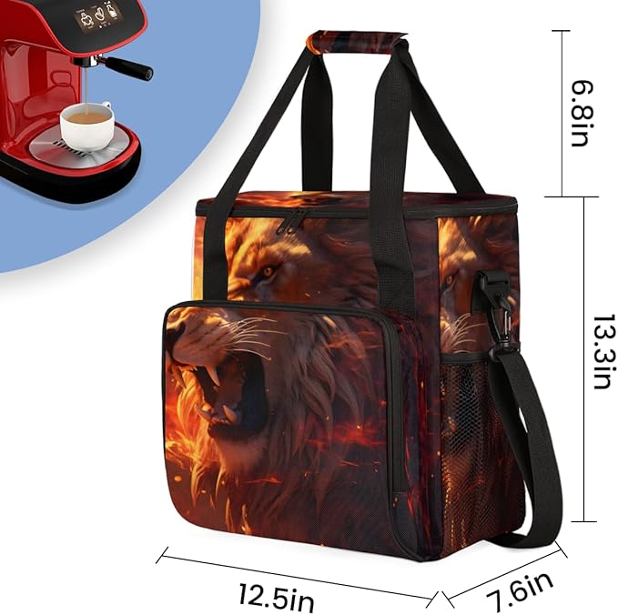 Fire Lion Coffee Maker Carrying Bag Portable Travel Storage Tote Bag Compatible with K-Mini or K-Mini Plus Single Serve Coffee Brewer Carrying Case with Multiple Pockets &amp Shoulder Strap