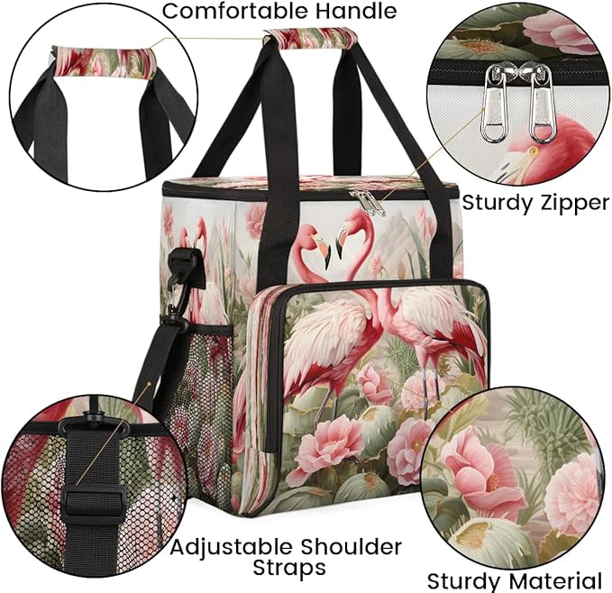 Summer Flamingo Flowers Coffee Maker Carrying Bag for Keurig K-Mini or K-Mini Plus Storage Portable Coffee Maker Travel Bag