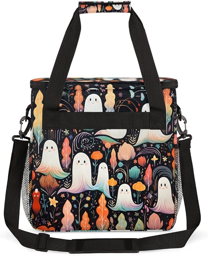 Dreamy Halloween Ghosts Coffee Maker Carrying Bag Travel Storage Bag Compatible with K-Mini or K-Mini Plus Single Serve Coffee Brewer Carrying Case with Multiple Pockets &amp Shoulder Strap