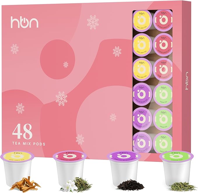 HBN Single Serve Coffee Maker for K-Cup + Tea 48-Count Sampler Variety Pack