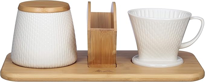 Melitta Artisan Porcelain Pour-Over Coffeemaker and Canister Set White