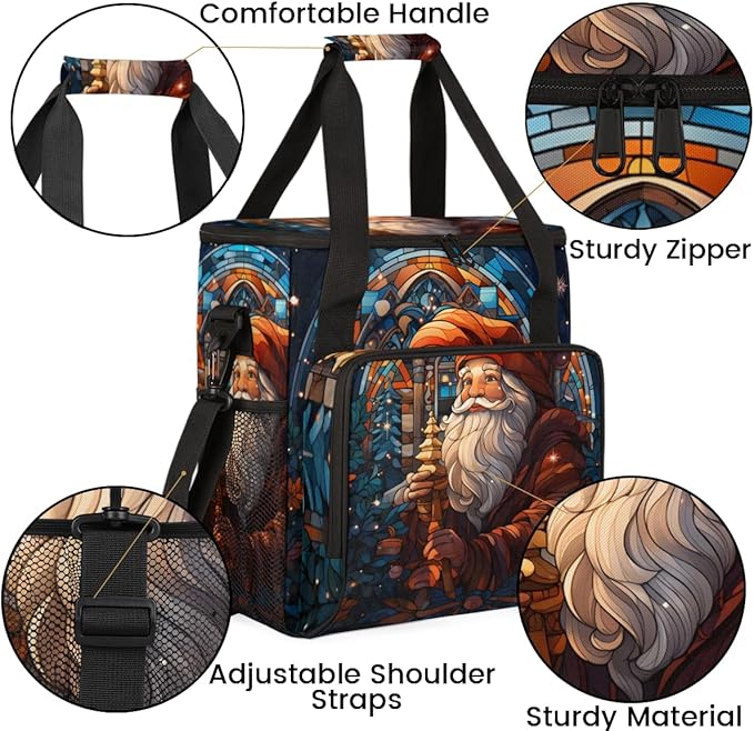 Colorful Santa Claus Coffee Maker Carrying Bag Christmas Santa Claus Travel Storage Bag Compatible with K-Mini or K-Mini Plus Single Serve Coffee Brewer Carrying Case with Pockets &amp Shoulder Str