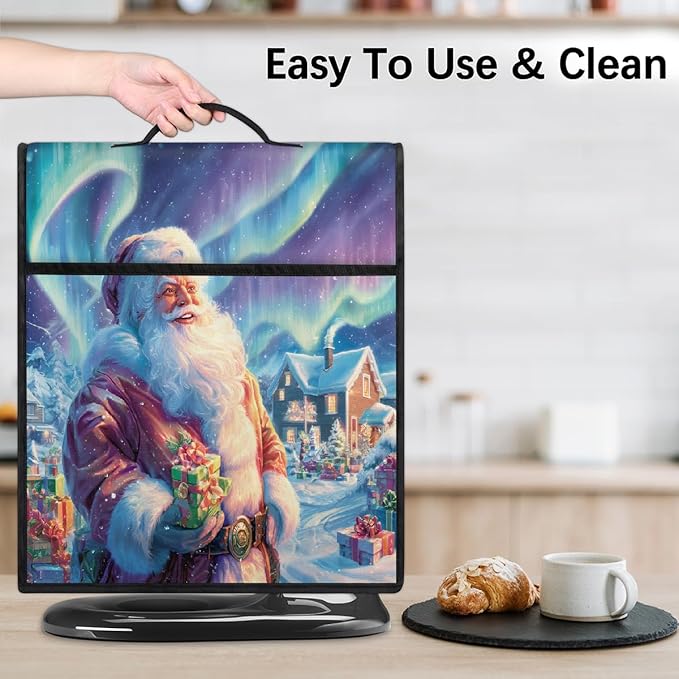 cfpolar Kitchen Aid Mixer Cover Compatible with 6-8 Quarts Christmas Gift Santa Claus Stand Mixer Cover Kitchen Aid Mixers Accessories Appliance Organizer Bag Dust Covers with Zipper Pocket