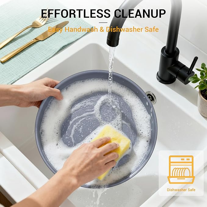 Ammeloo 18 Pcs Ceramic Pots and Pans Set Non Stick Kitchen Cookware Set with Detachable Handle Non Toxic Cooking Set with Removable Handle for RVs Camping Fridge Dishwasher/Oven Safe