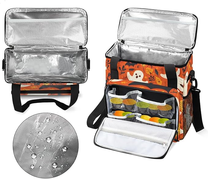 Spooky Ghosts Coffee Maker Carrying Bag Magical Ghosts Travel Storage Bag Compatible with K-Mini or K-Mini Plus Single Serve Coffee Brewer Carrying Case with Multiple Pockets &amp Shoulder Strap